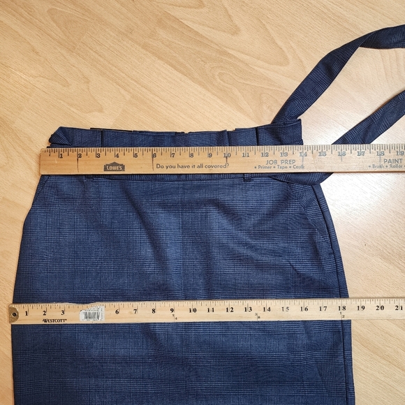 NWT Banana Republic Blue Plaid Pencil Midi Suit Skirt Removable Belt Pocket Sz 0 - Picture 9 of 15